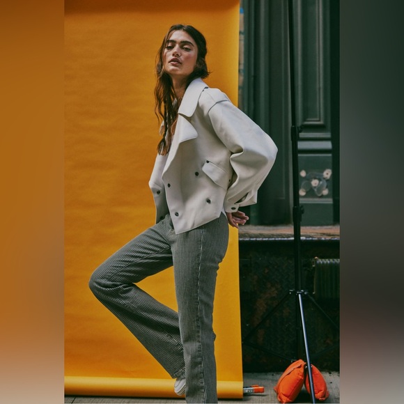 FREE PEOPLE Jayde High Rise Flare Leg Jeans Railroad Stripe - Picture 11 of 12